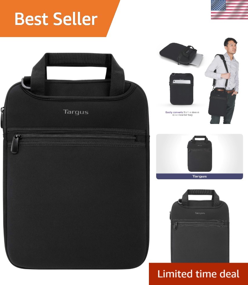 Protective Black Laptop Case – Slim 14" Neoprene Slipcase with Zippered Pocket