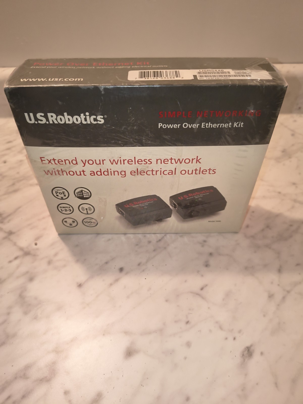 US Robotics Simple Networking Power Over Ethernet Kit. New In Box, Never Opened.