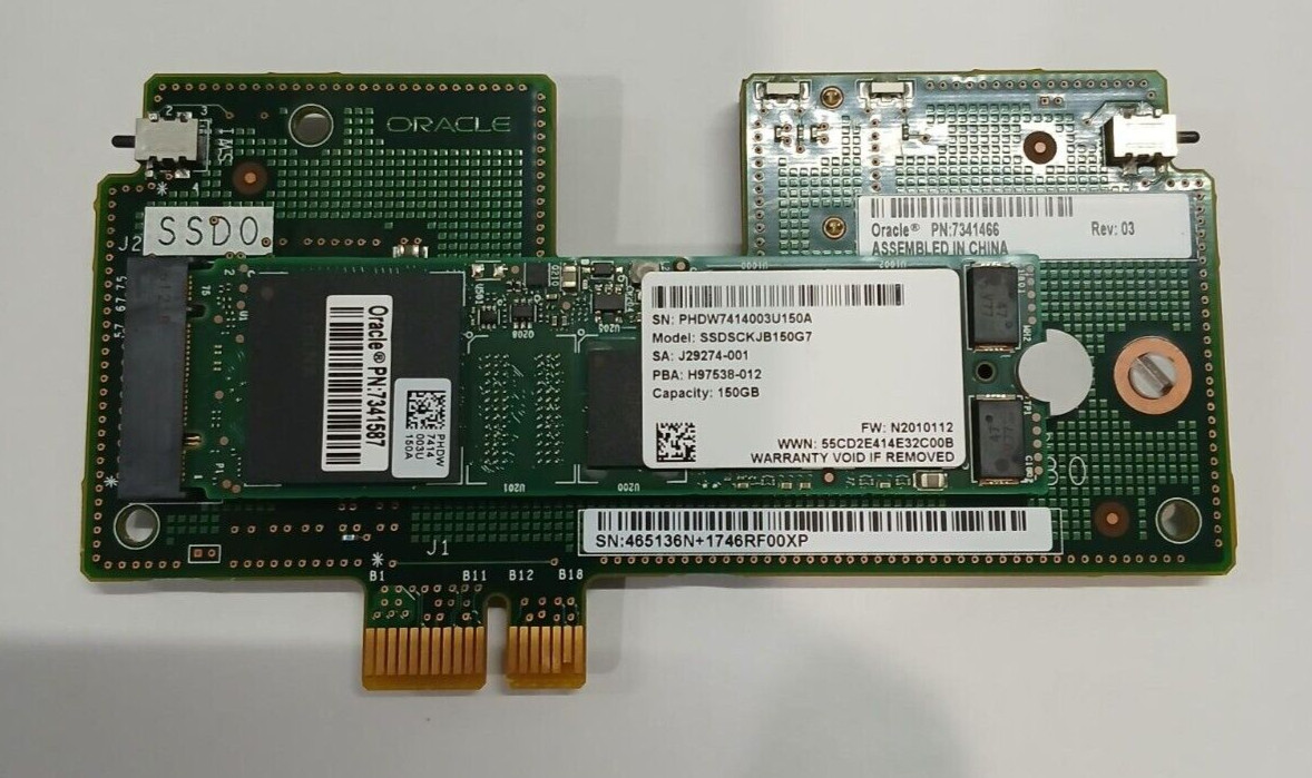 Oracle Dual M.2 Riser Card 7341466 includes 150GB SATA M.2 SSD 7341587