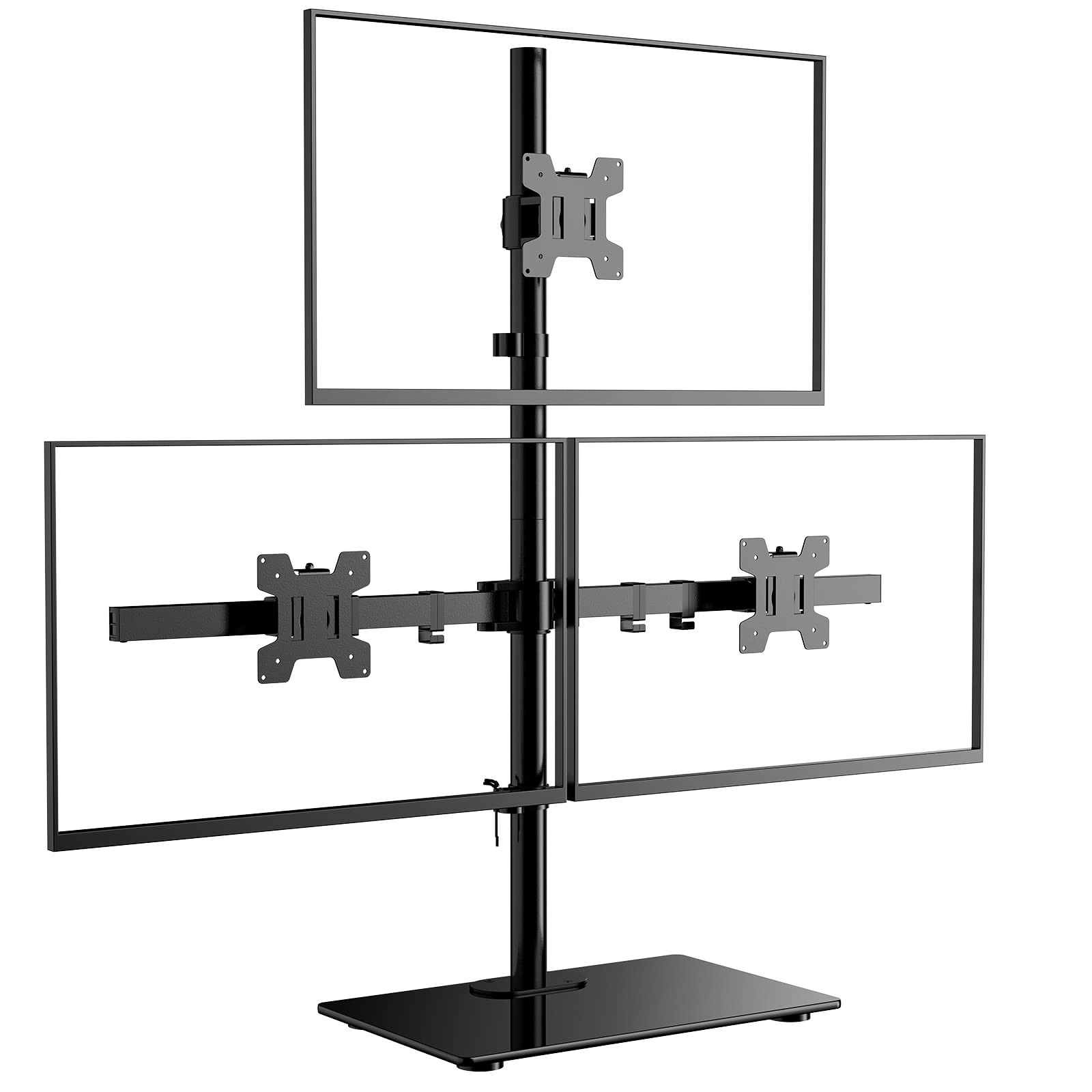 Triple Monitor Stand, Height Adjustable Free-Standing Monitor Desk Mount, fit...