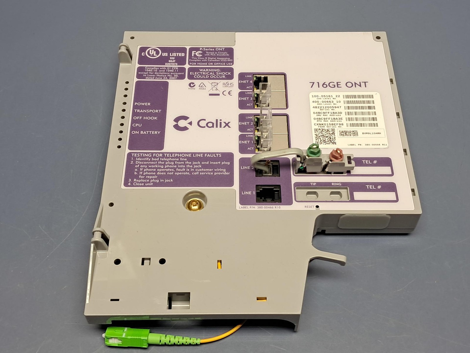 CALIX 100-05161 716GE ONT Optical Network Terminal Module BVM9L10ARx  400-00663