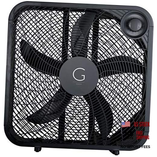 Genesis 20" Box Fan, 3 Settings, Max Cooling Technology, Carry Handle, black