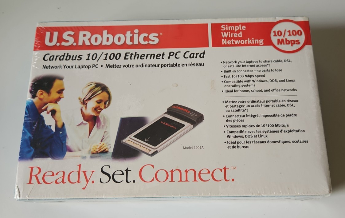 U.S. Robotics Cardbus 10/100 Ethernet PC Card Model 7901A New, Sealed (NIP)