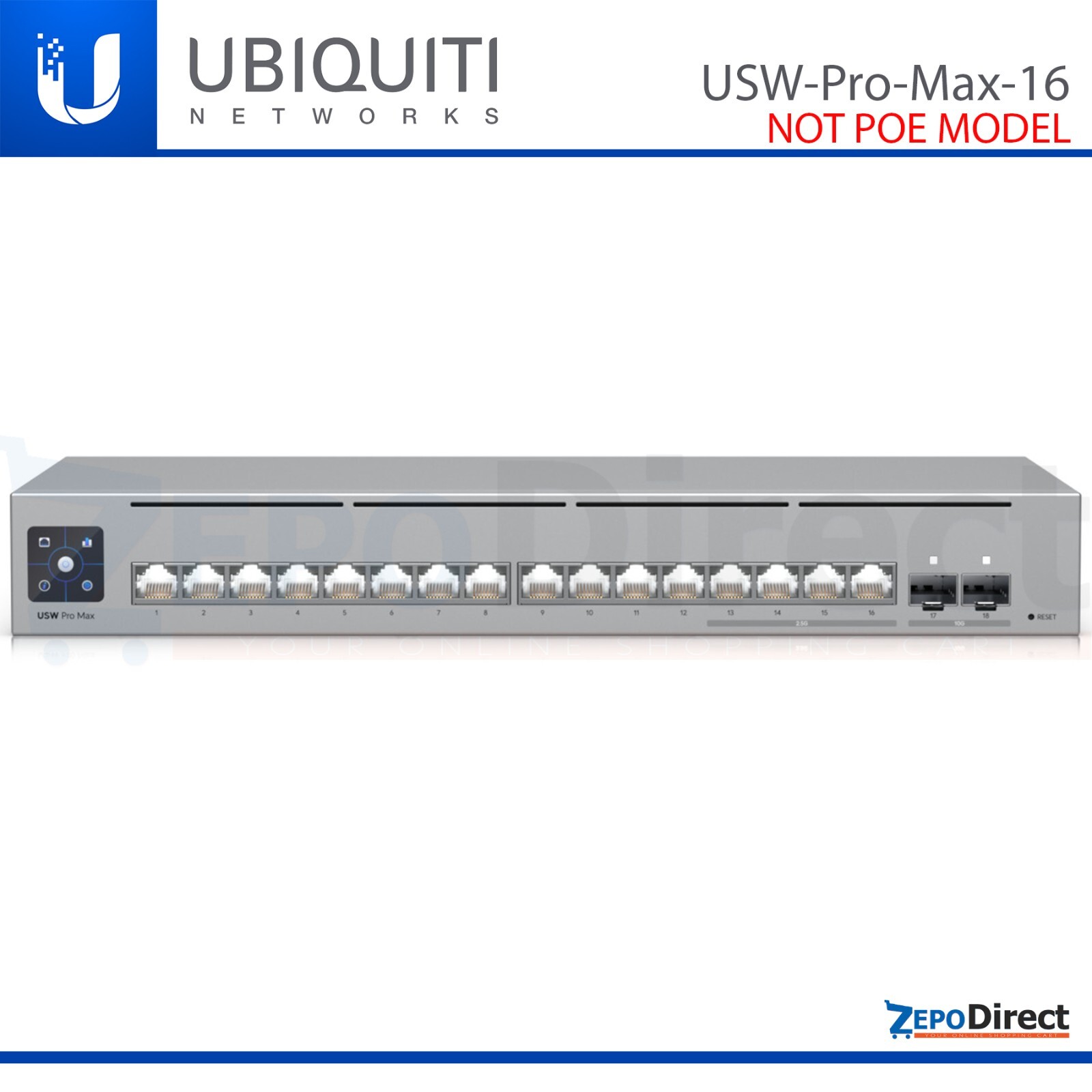 Ubiquiti Networks UniFi Managed L3 Switch 16-Ports SFP+ USW-Pro-Max-16 (NOT PoE)