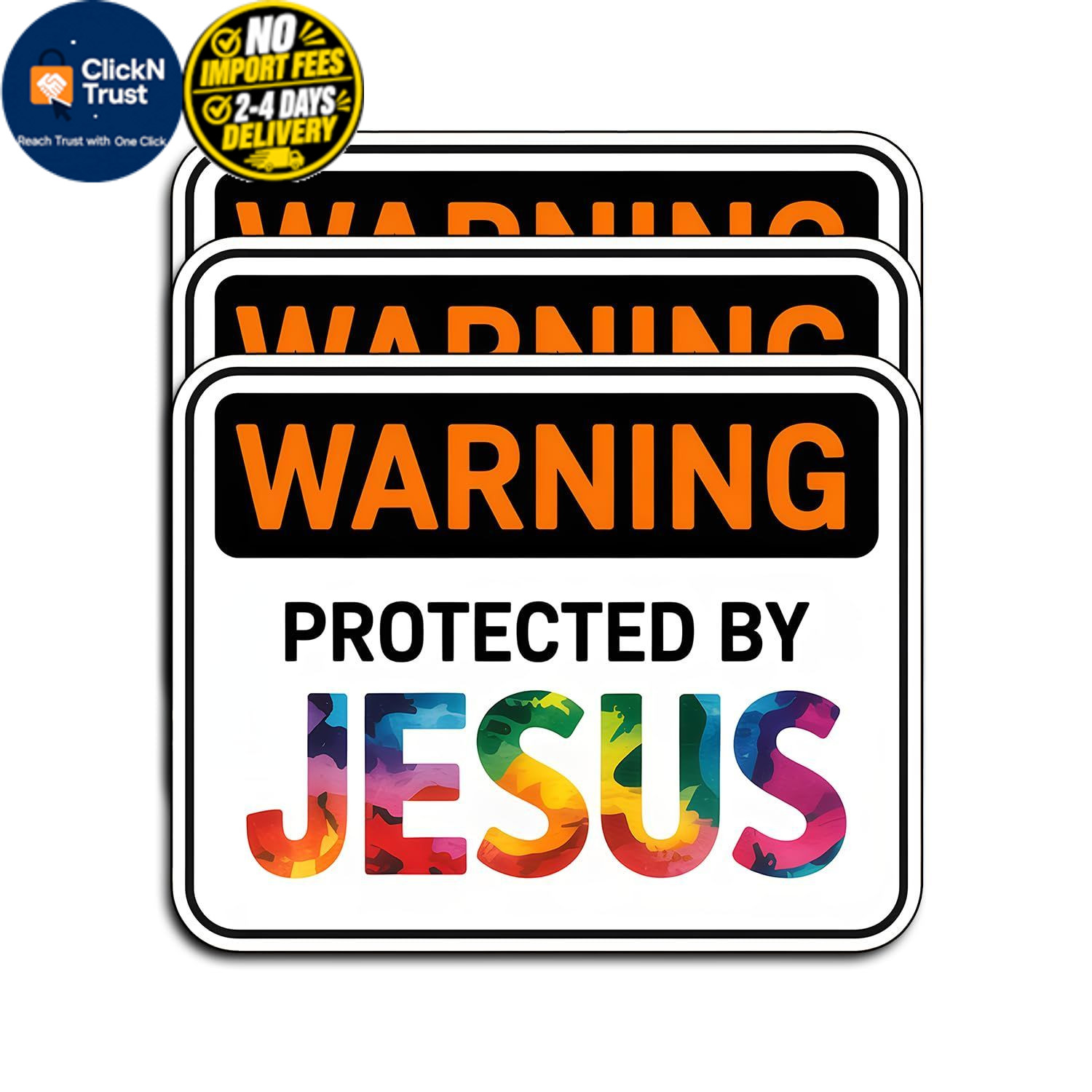 (3Pcs) Warning Protected By Jesus Christian Sticker
