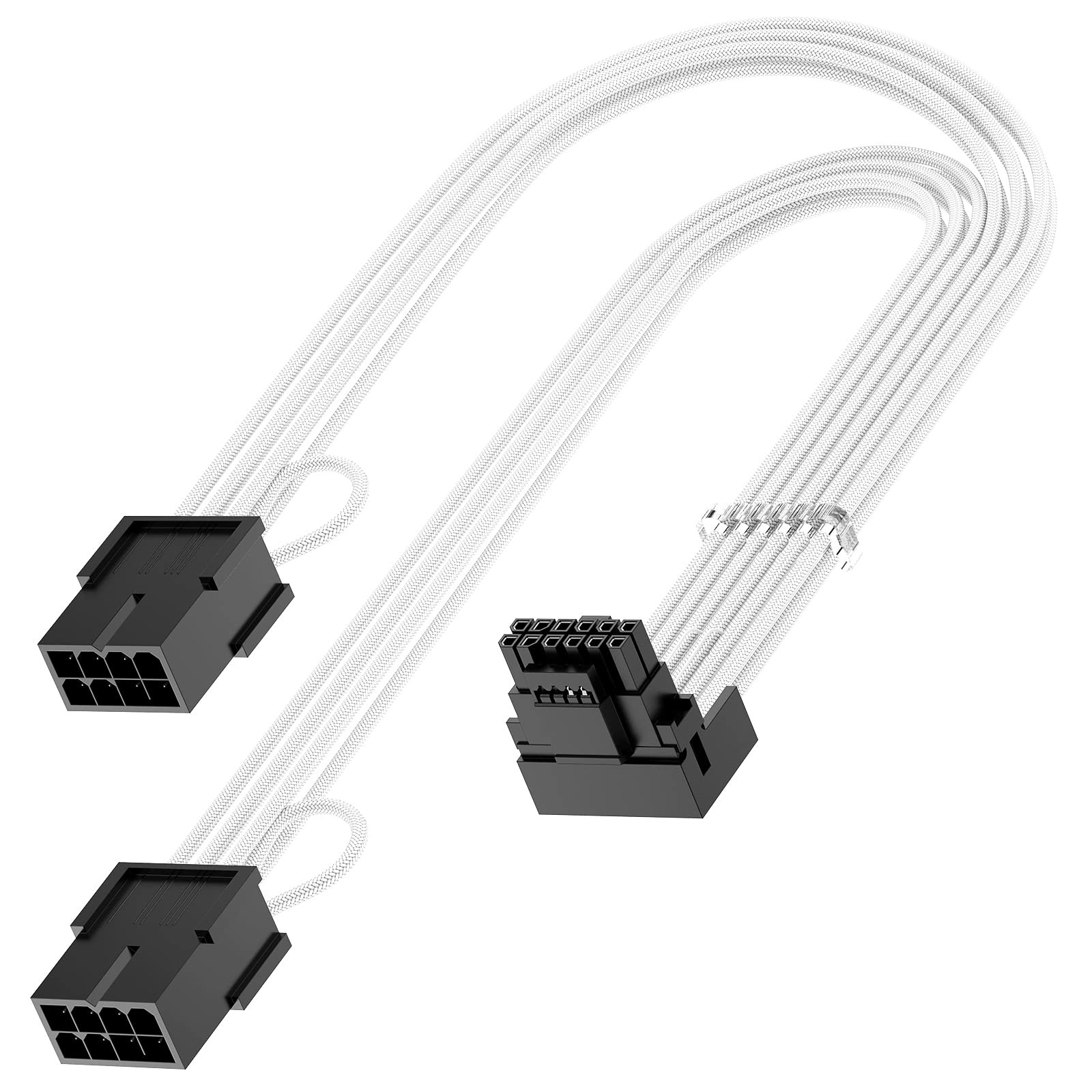 16Pin Right Angled GPU Power Extension Cable PCIe 5.0 90 Degree White 13 Inch