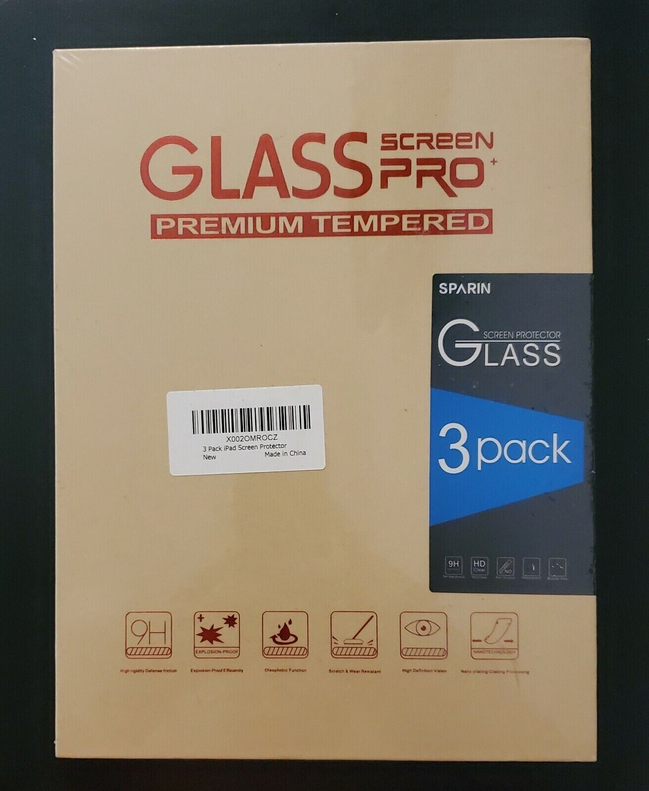Sparin 3 Pack Screen Protectors Premium Tempered Glass Screen Pro + for IPad