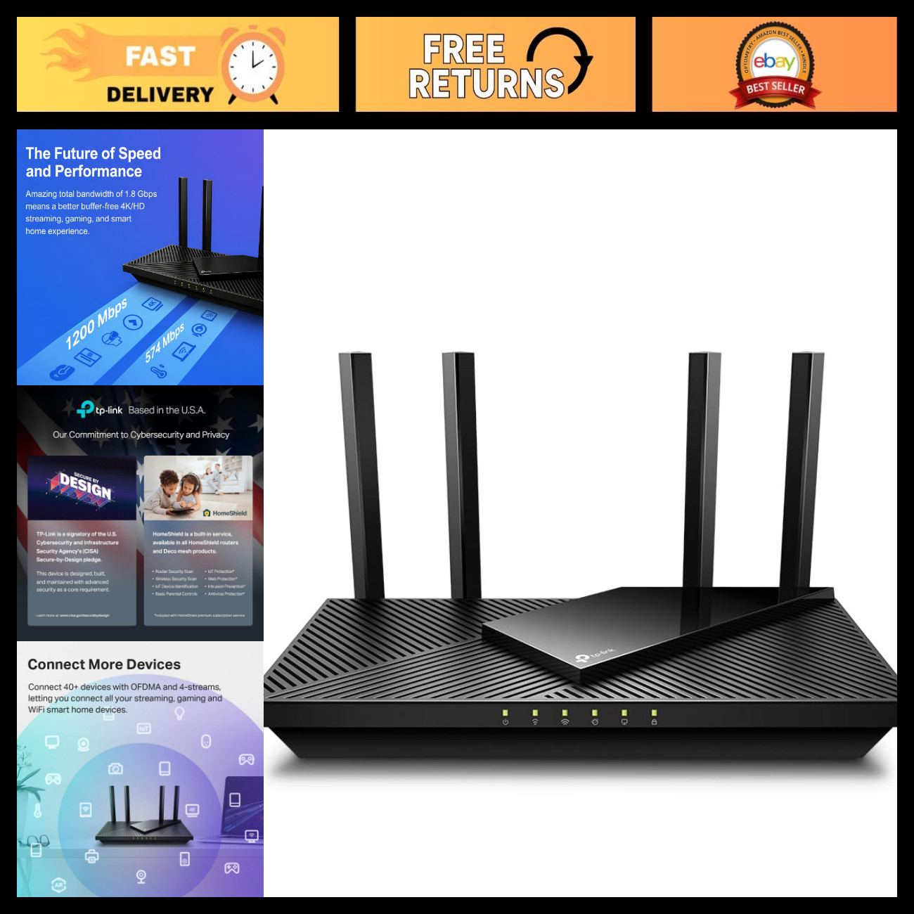 AX1800 WiFi 6 Router - High-Speed Dual Band, Easy Setup, Ideal for Gaming & Stre