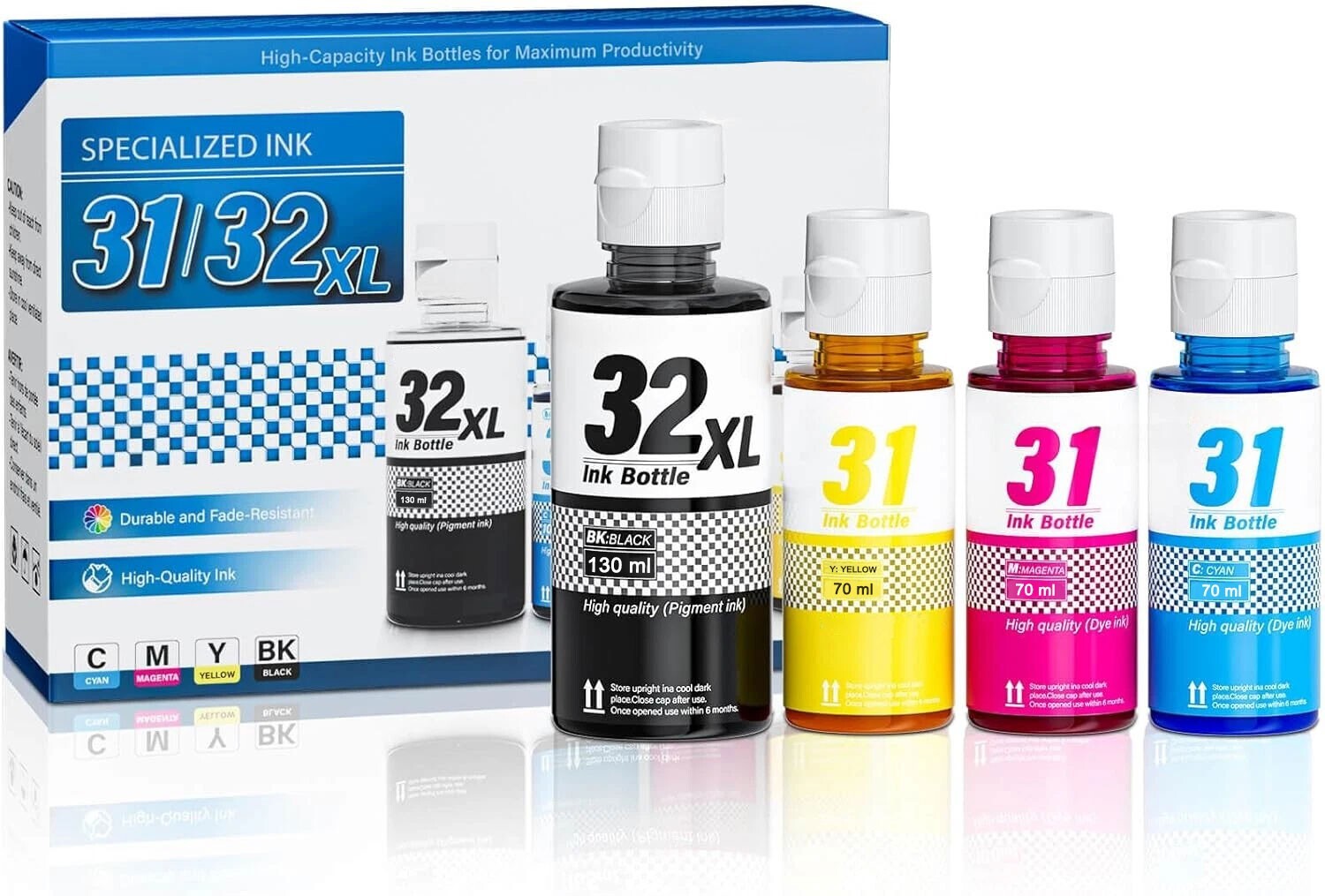 32XL 31 Ink Refill 4-Pack for HP Ink Tank 310 319 410 415 416 418 419 5101 5102