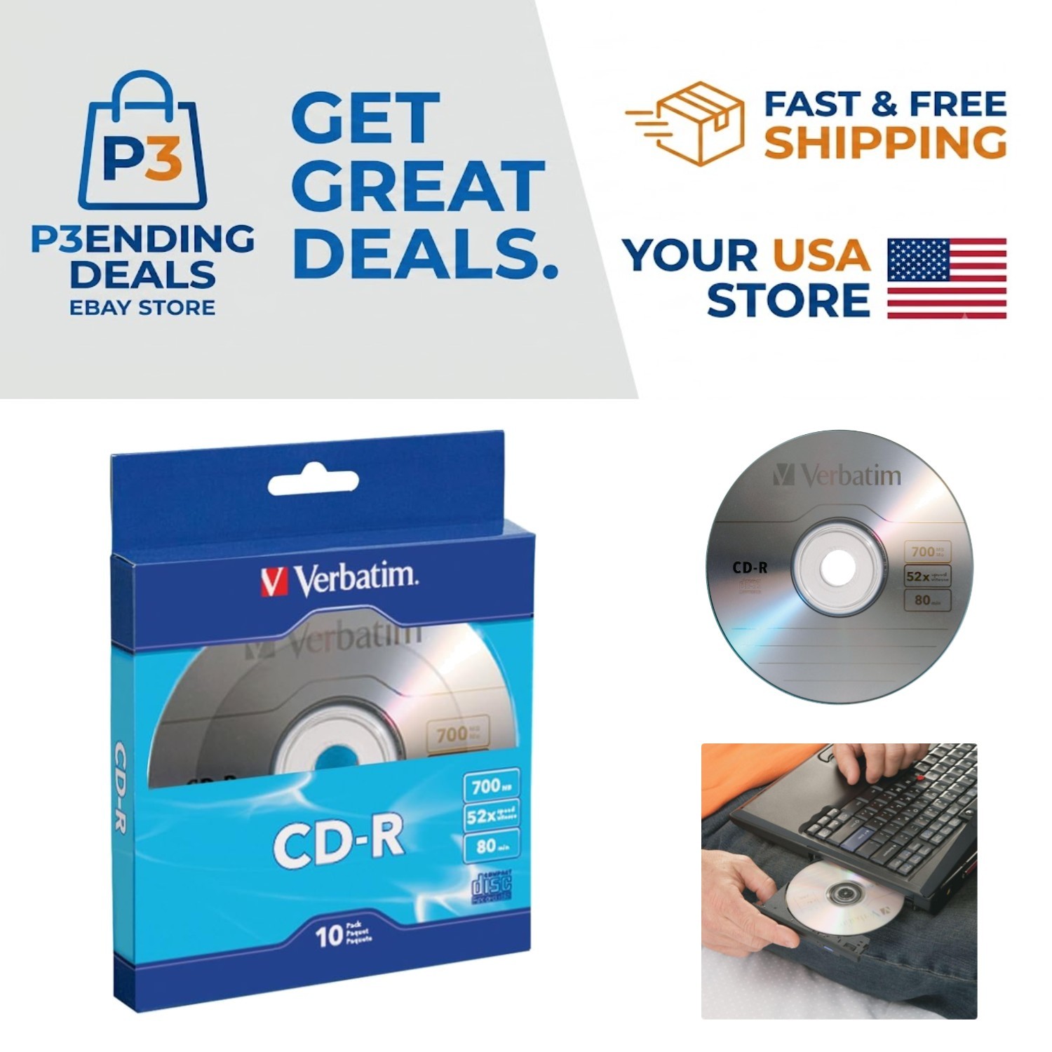 10 Pack Blue CD-R Discs 700MB 80-Minute 52X - Reliable Music & Data Storage