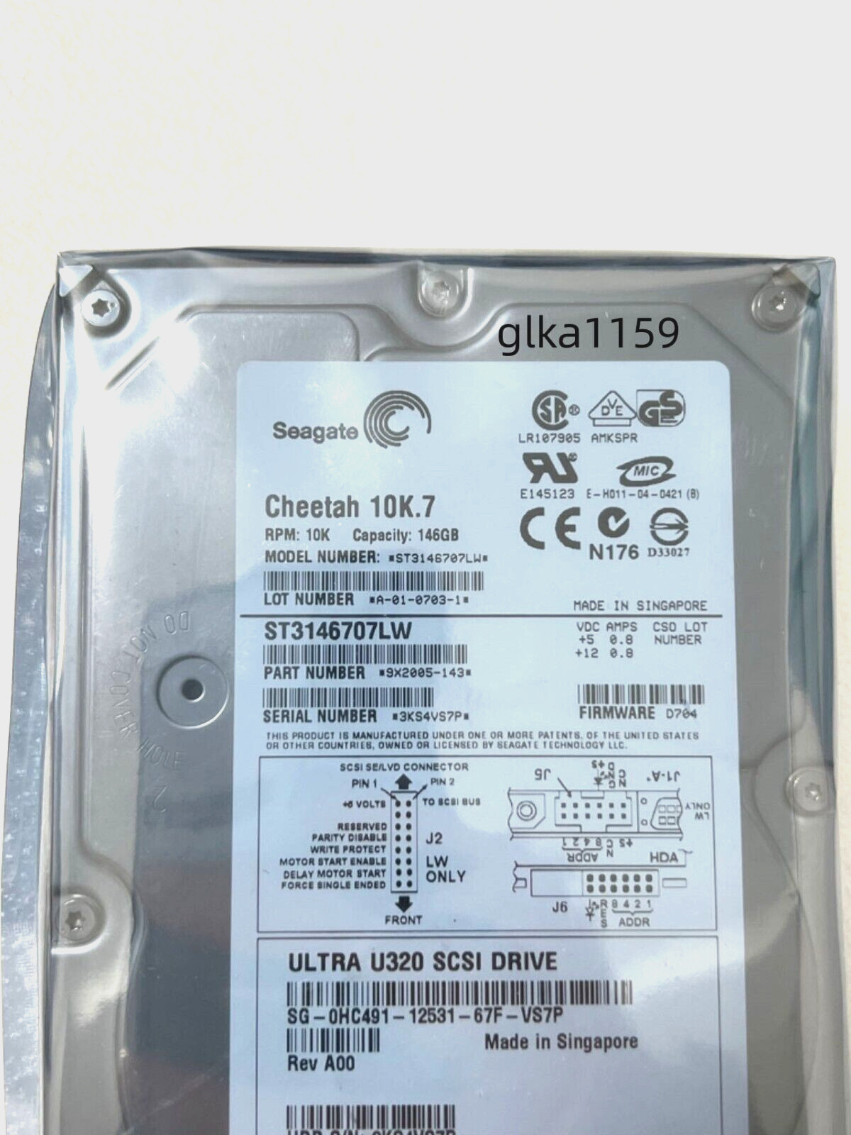 FIT FOR SEAGATE ST3146707LW 146GB 10K.7 3.5" SCSI U320 68PIN Cache 8MB HDD