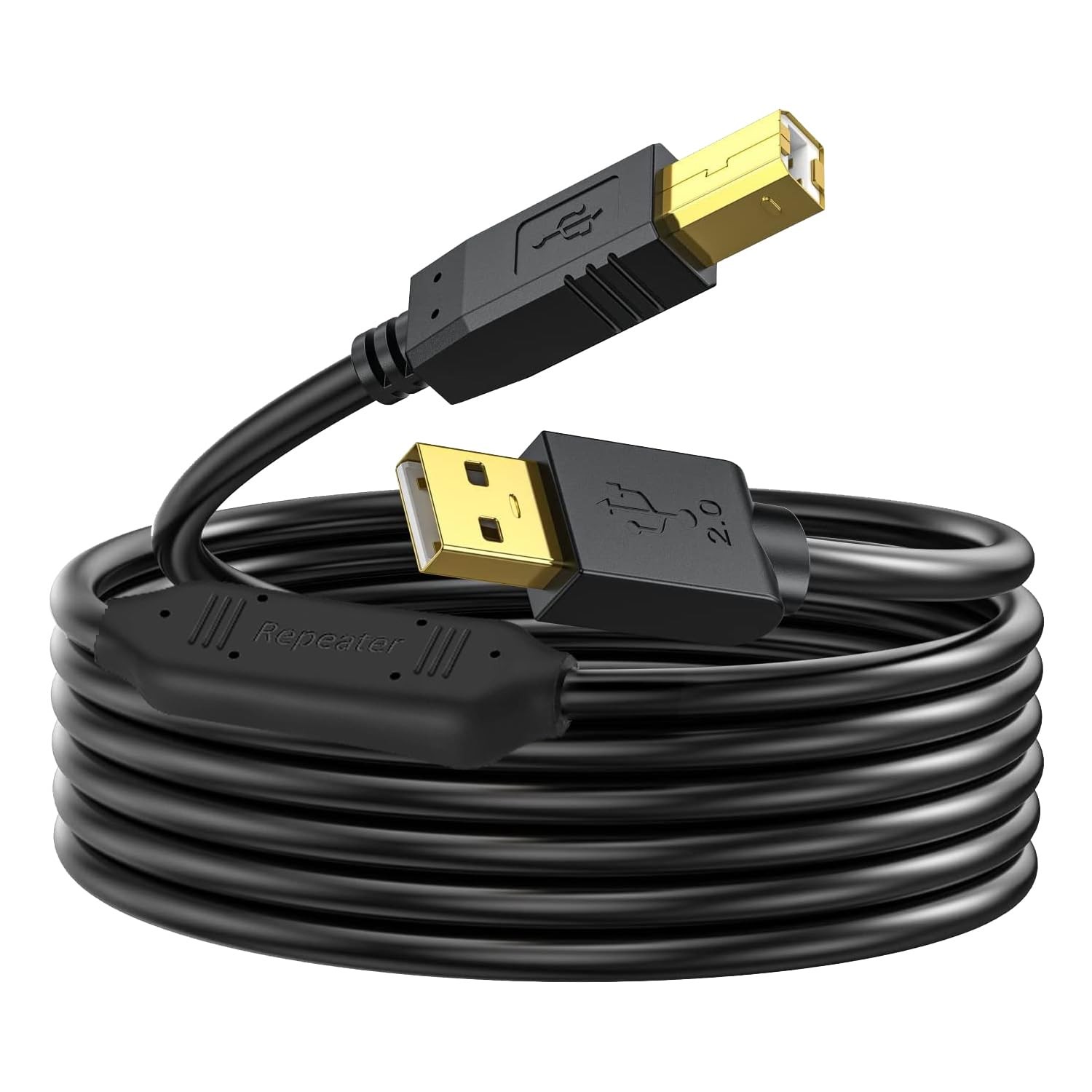 Printer Cable 50 FT - USB A to B 50FT, Black/Active Repeater 50ft 