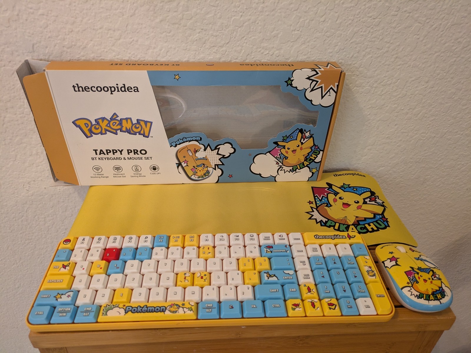 thecoopidea Pokémon Pikachu Tappy Pro Wireless Keyboard and Mouse Pre-Owned 