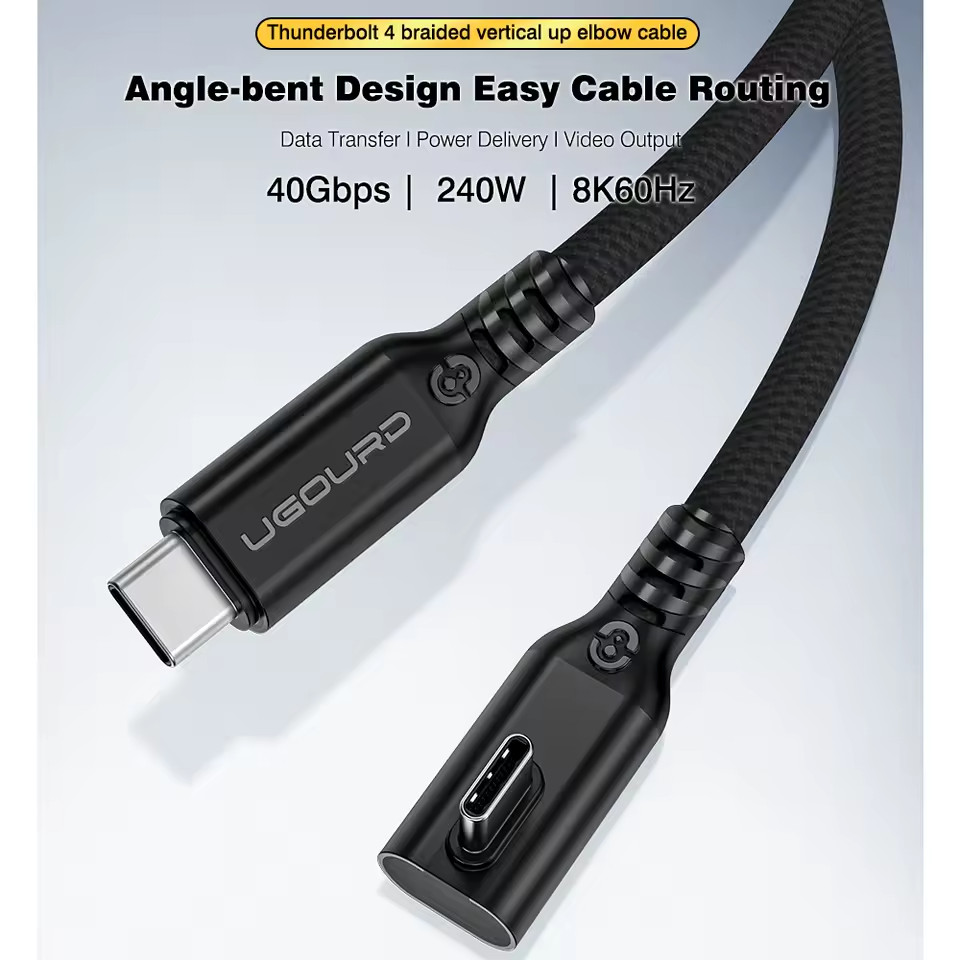 UGOURD Thunderbolt 4 Multi‑Style Right Angle Cable USB 4 Elbow USB‑C Cable 40Gbp