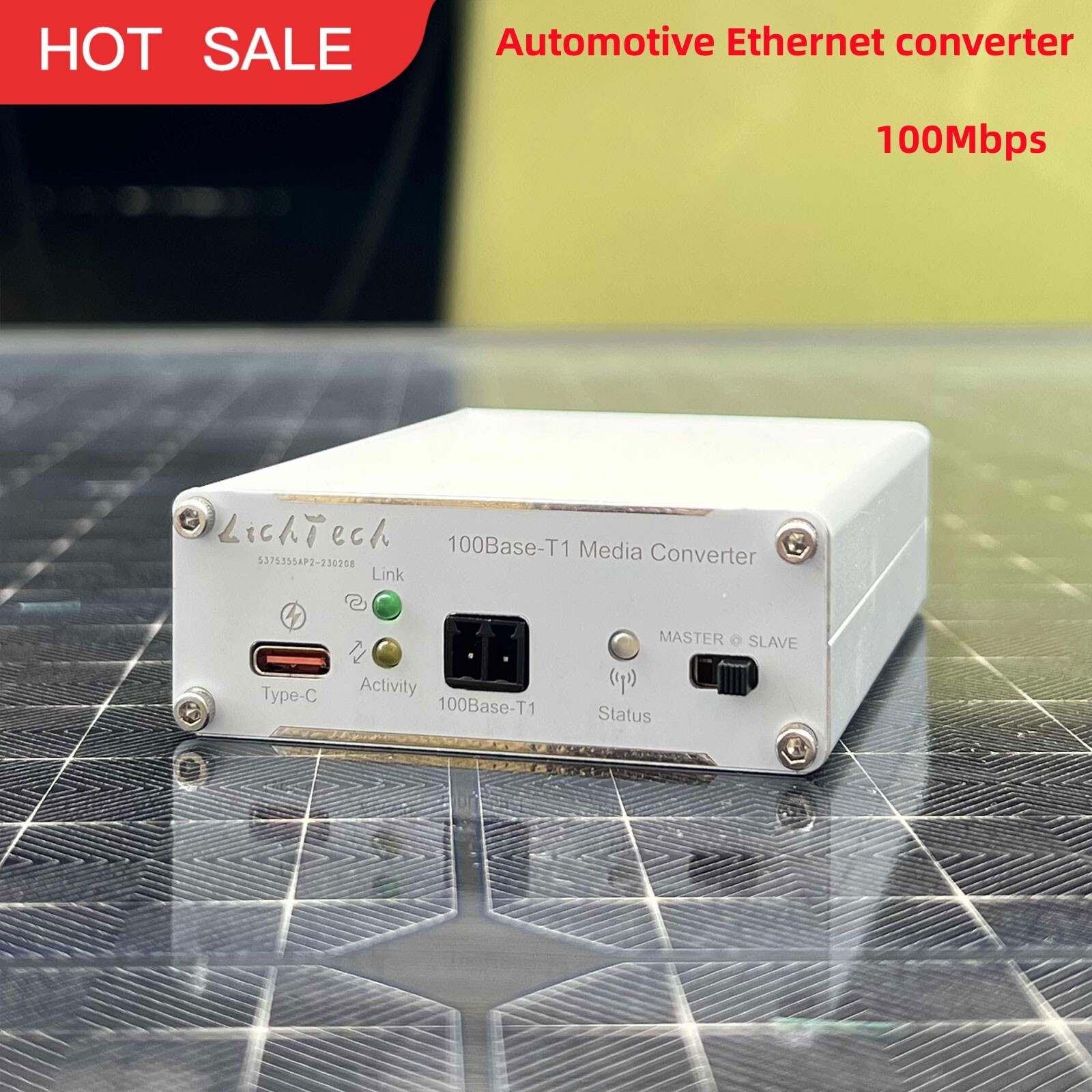 LichTech 100Base-T1 Media Converter 100Mbps Automotive Ethernet Converter+Power