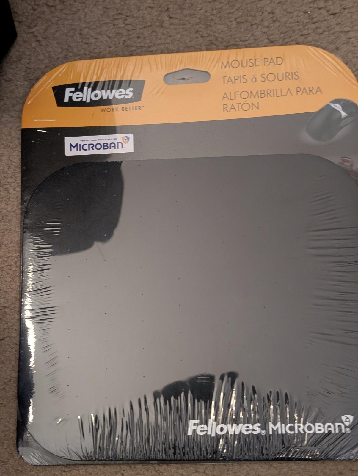 Fellowes Microban® 8" x 9" Mouse Pad, Black New In Sealed Package NEW