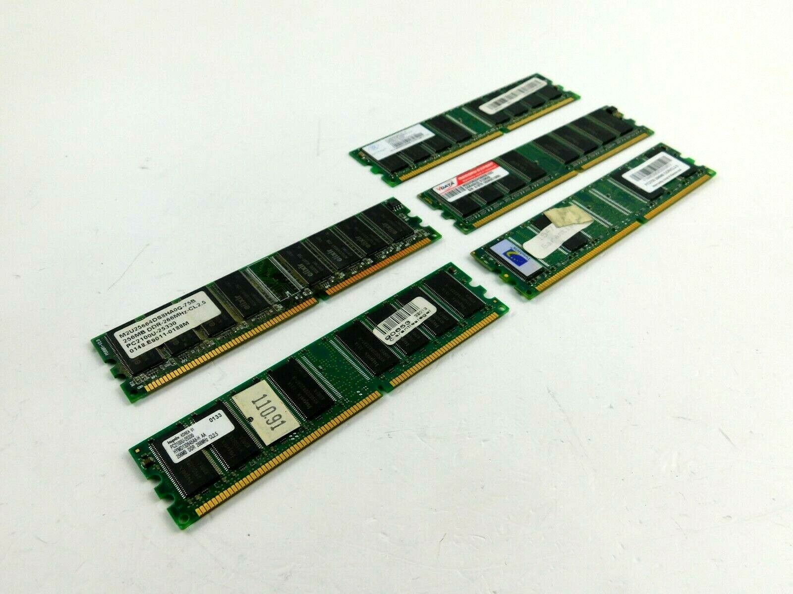 Memory RAM Nanya Elixir V Data Hynix 256 MB DDR ** Lot of 5 Pieces **
