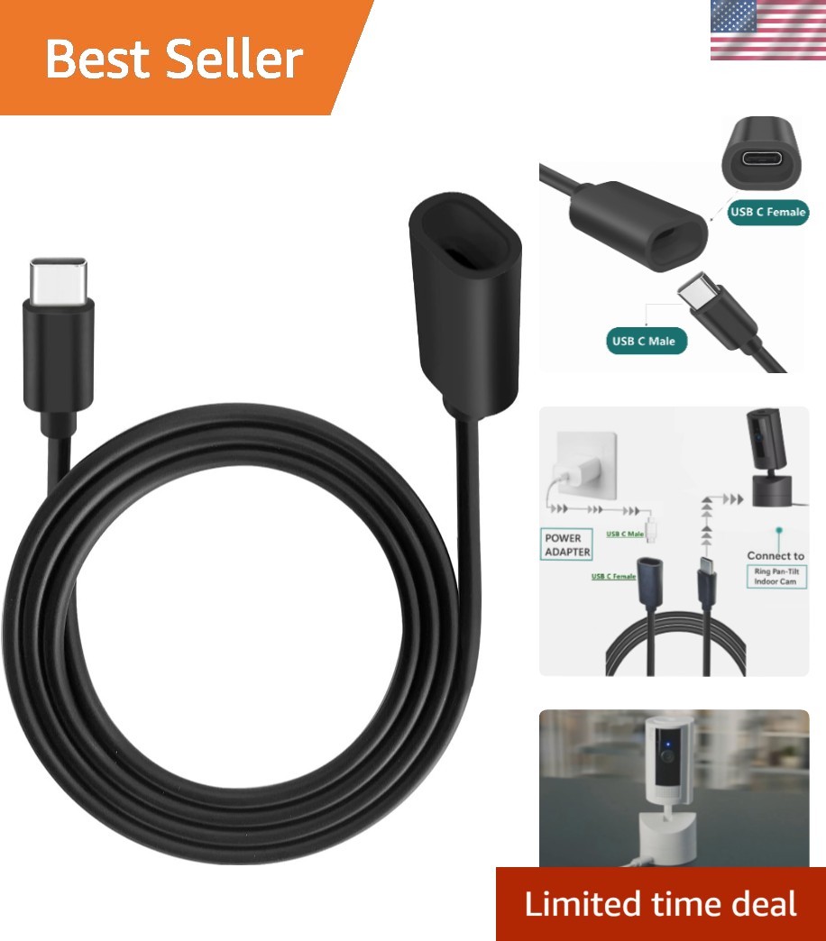 10ft USB C Extension Cable for Mag-Safe and Ring Indoor Cam – Durable & Reliable