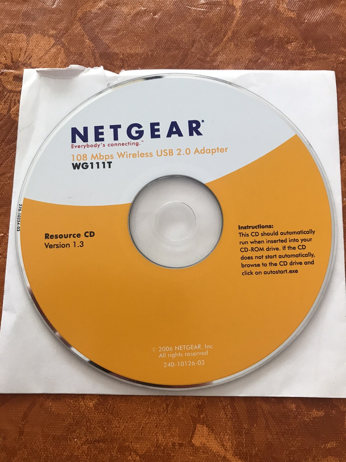 Netgear WG111T 108 Mbps Wireless USB 2.0 Adapter Resource Version 1.3 CD-ROM