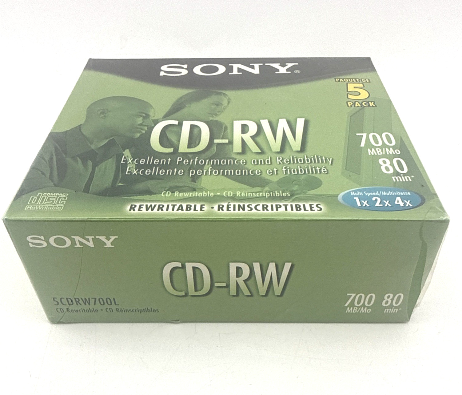 Sony 5CDRW700L CD-RW 5 Pack 700MB 80 Minute Rewritable Discs New Sealed