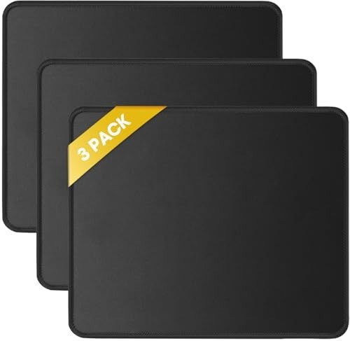 Ultimate Comfort: 3-Pack Smooth Lycra Mouse Pads 10.2x8.3in with Anti-Fray Edges