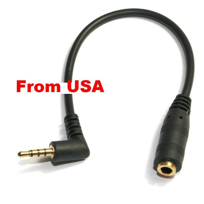 Five 12 inch Gold 3.5mm (1/8") Stereo TRRS 4-Pole Right Angle M to F short Cable