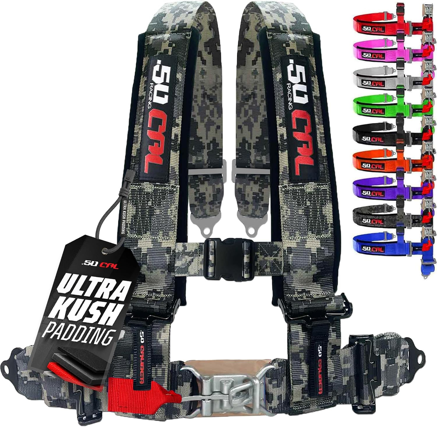 1Pc 50 Cal Camo 4 Point Harness 2 Inch Straps, Racing Harness Seat Belt