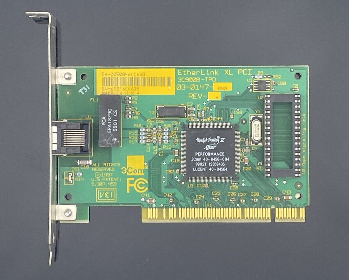 3Com EtherLink XL 3C900B-TPO PCI 10Mbps RJ45 Network Card - Untested