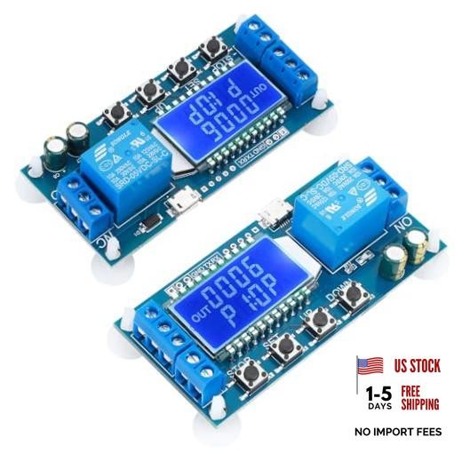 Timer Relay DC 6V-30V LCD Display Time Delay Relay Cycle Timer 0.01s 2pcs Blue