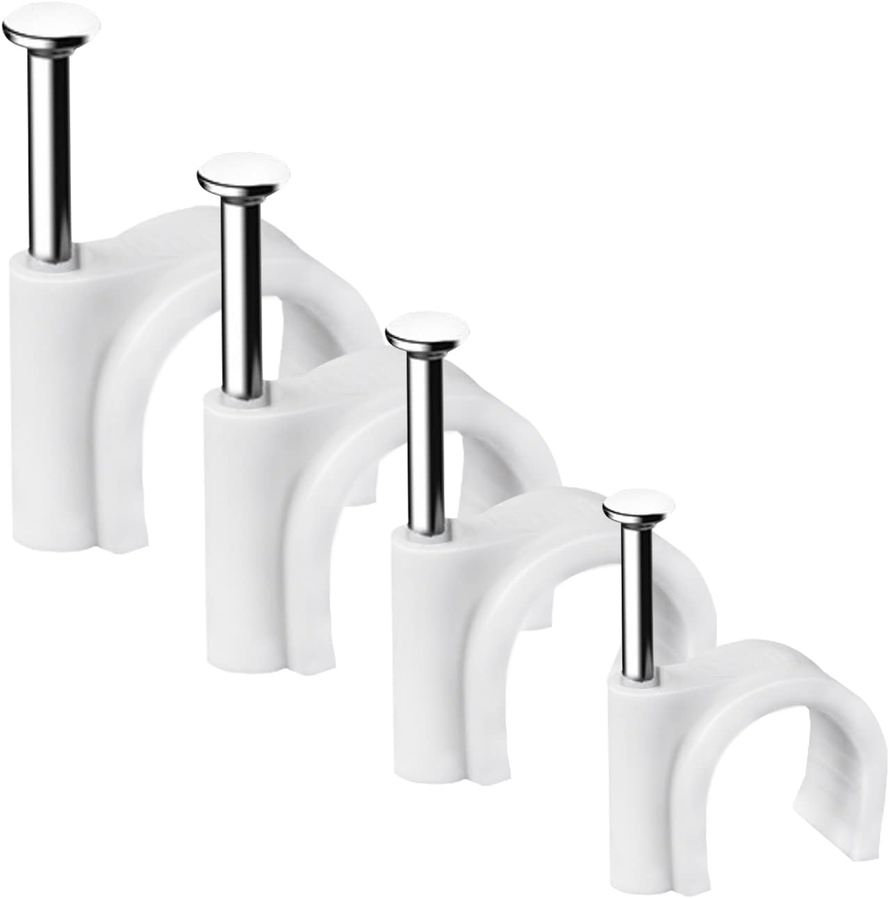 Cable Nails Clips, 400 Pcs, 4Mm 6Mm 8Mm 10Mm, Wire Wall Clips, White | Ethernet