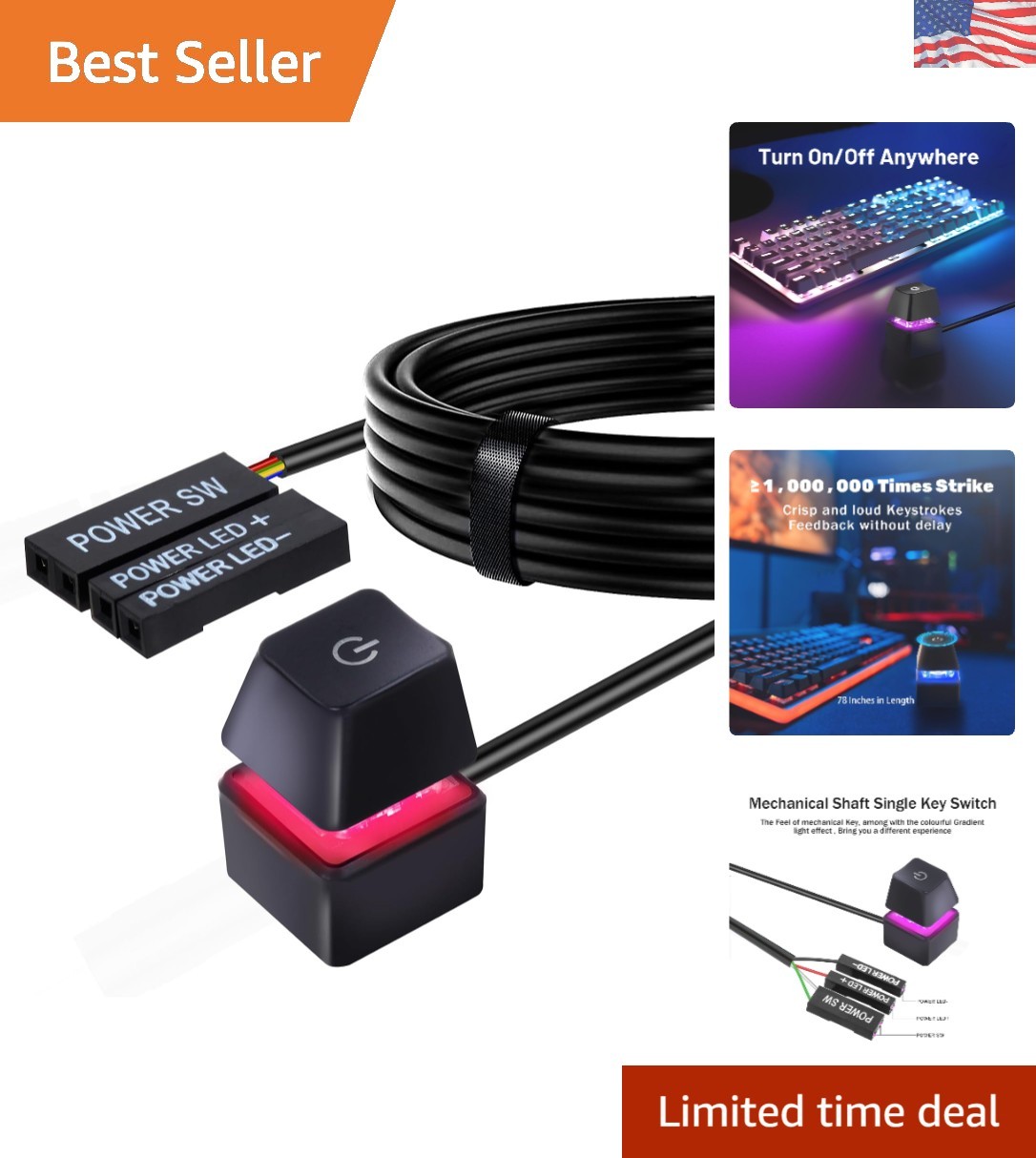 RGB Gradient External PC Power Switch with 2M Cable for Effortless Control