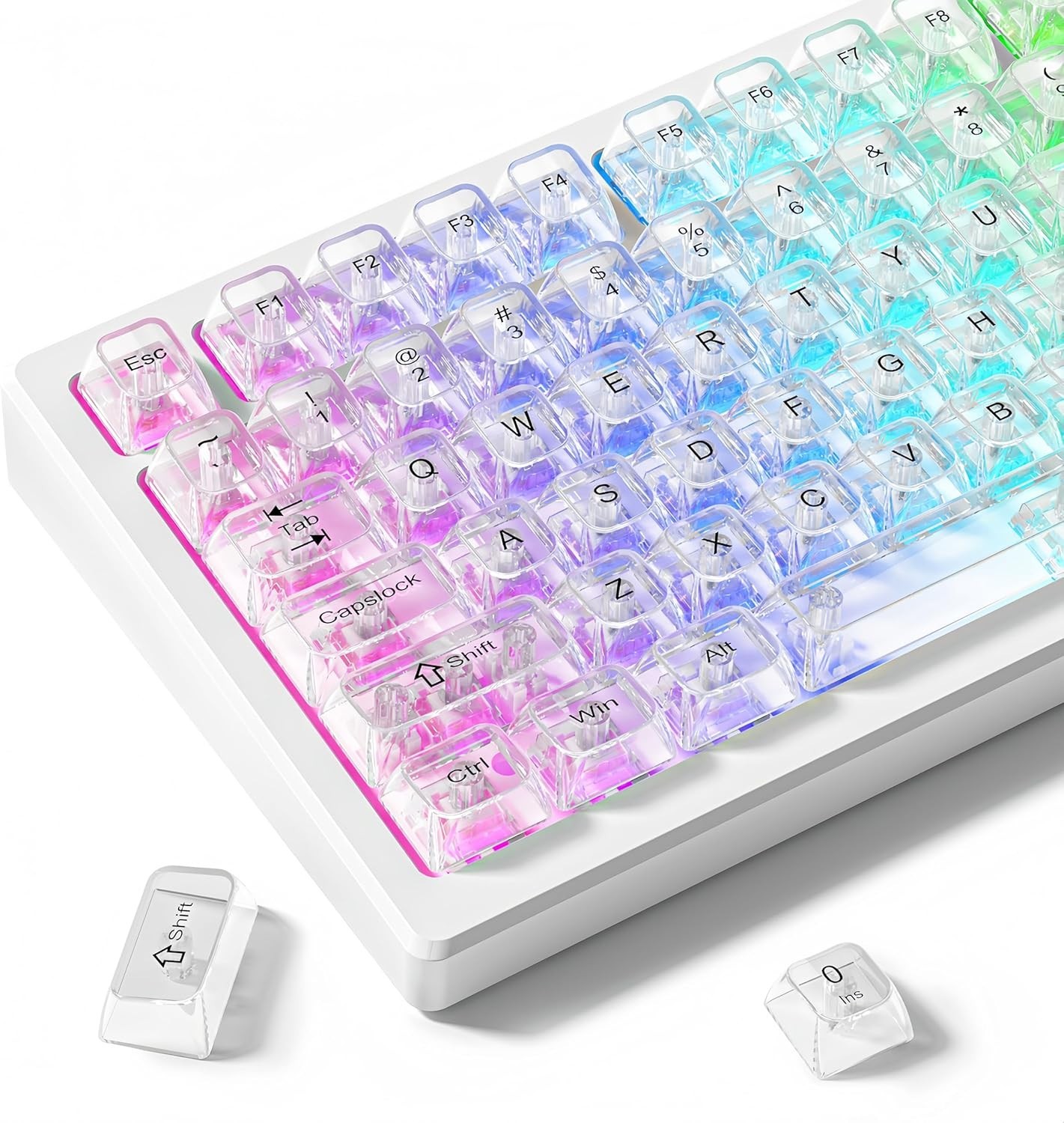 Clear MDA Profile Jelly Keycaps Set for Mechanical Keyboards - 115 Keys White