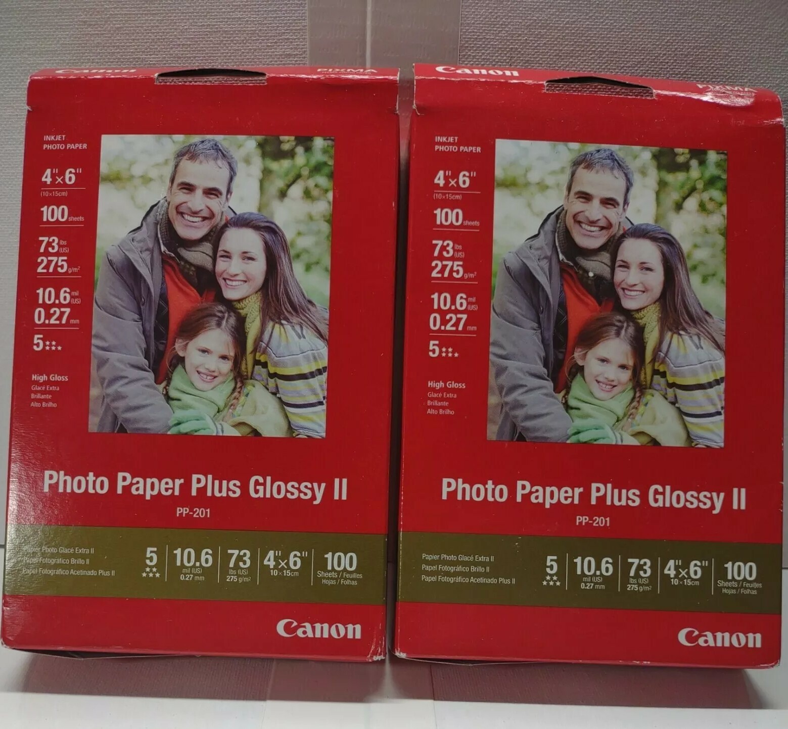 Lot of 2 Canon PP-201 Photo Paper Plus GLOSSY II 4"x6" (200)Sheets Total. Inkjet
