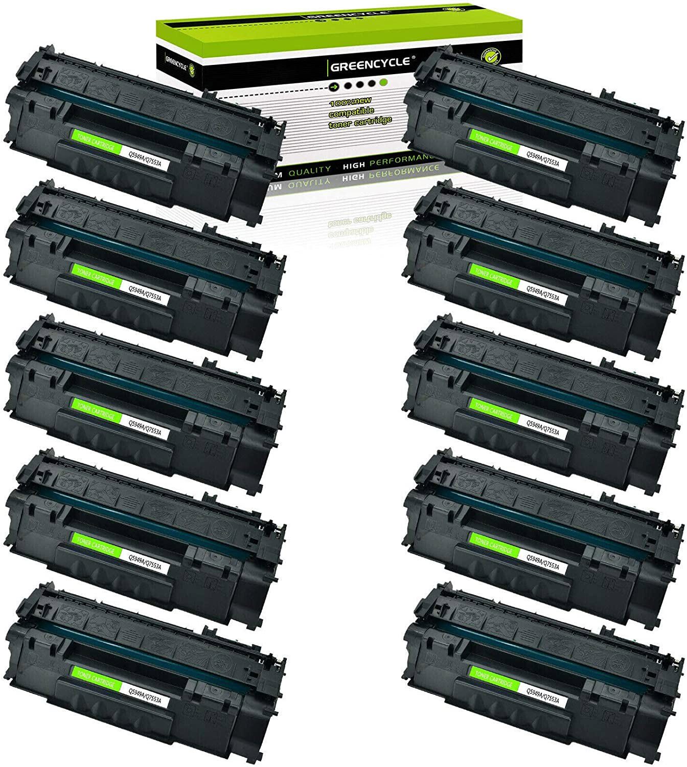 10PK Compatible with HP LaserJet P2015dn M2727 MFP - Q7553A 53A Toner cartridges