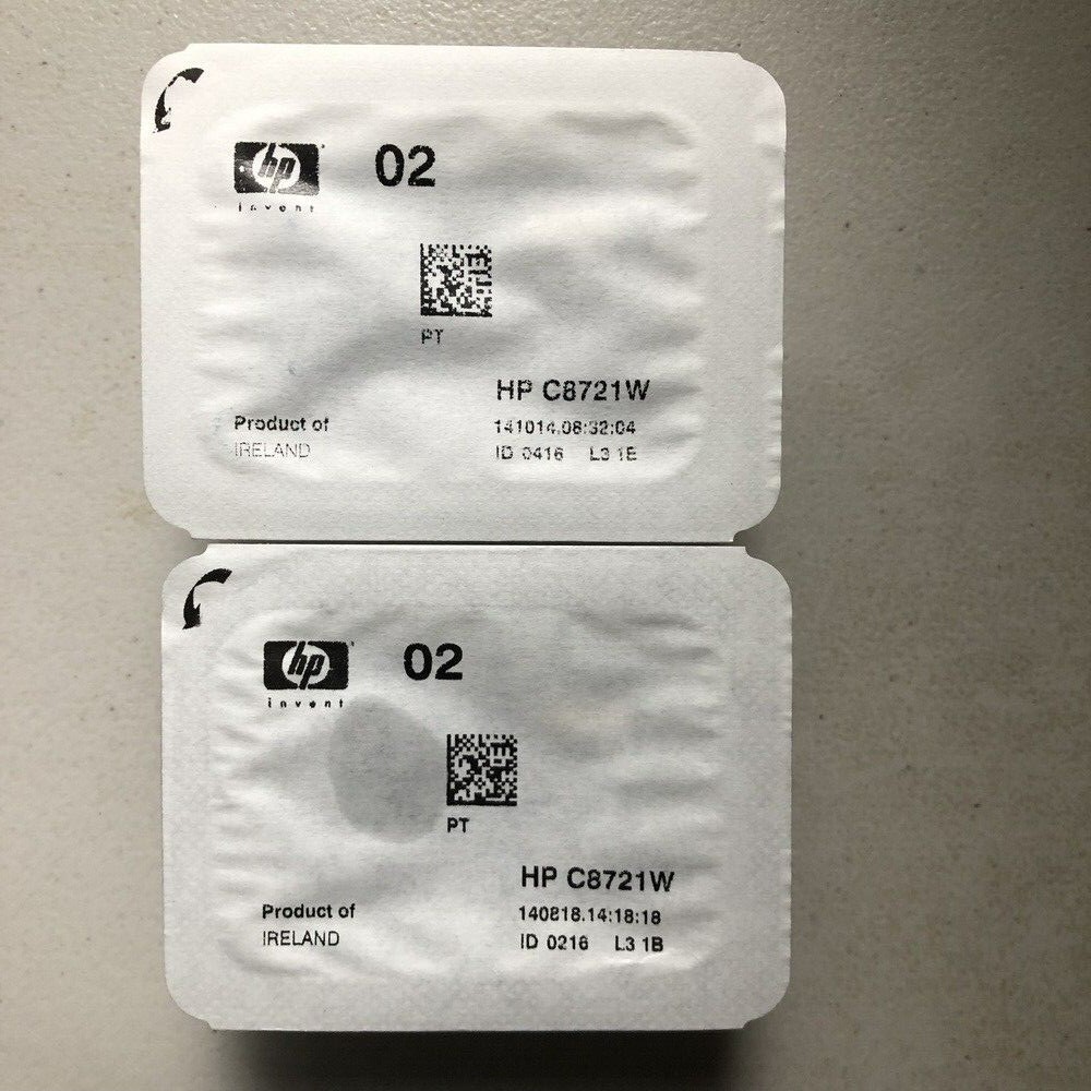 HP 02 Black  Ink Cartridges, Genuine, 2 Inks/Pack, Plastic Bag is Sealed, Saving