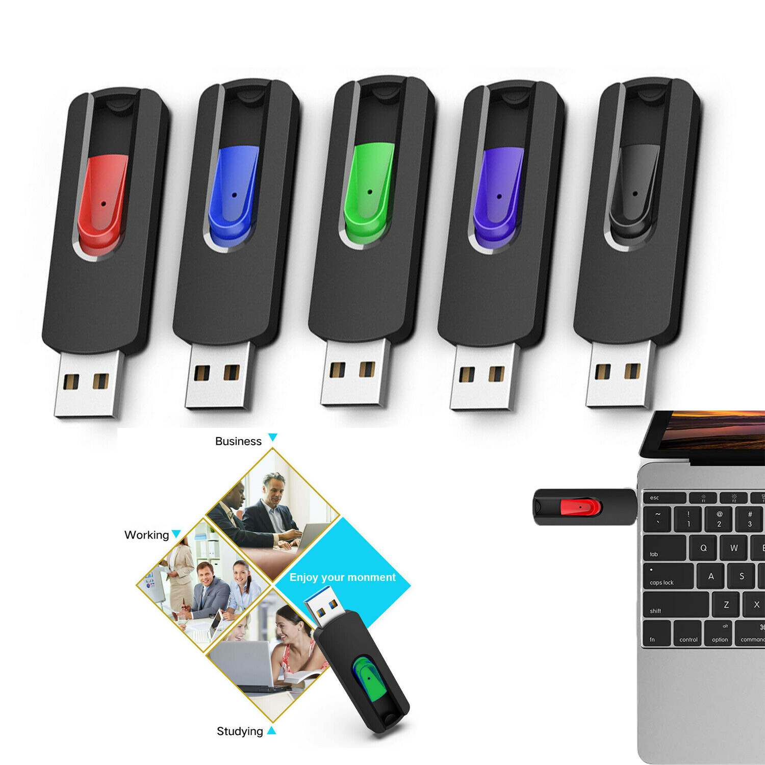 5Pack USB 2.0 Flash Drive Memory Stick Pen Drives 1GB 2GB 4GB 8GB 16GB 32GB 64GB