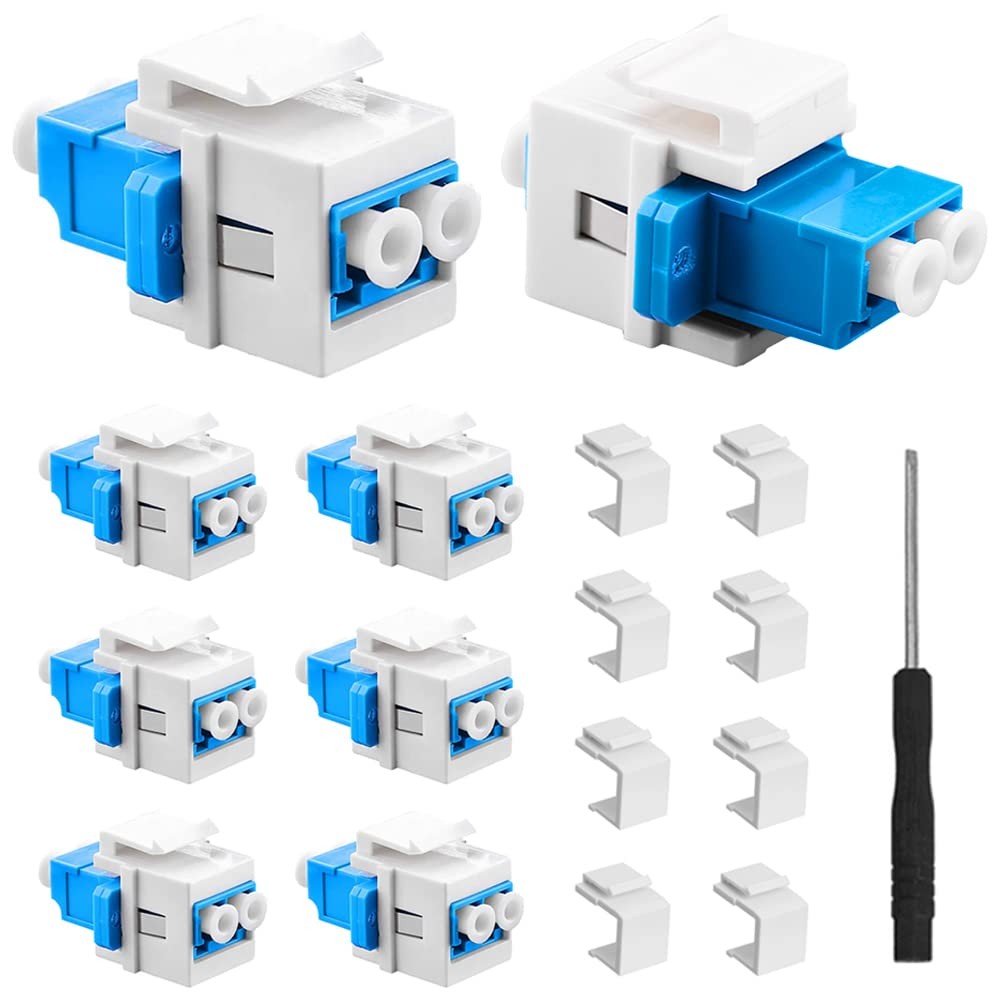17 PCS Duplex LC To LC F/F Coupler Keystone Jack Fiber Optic Adapter Kit