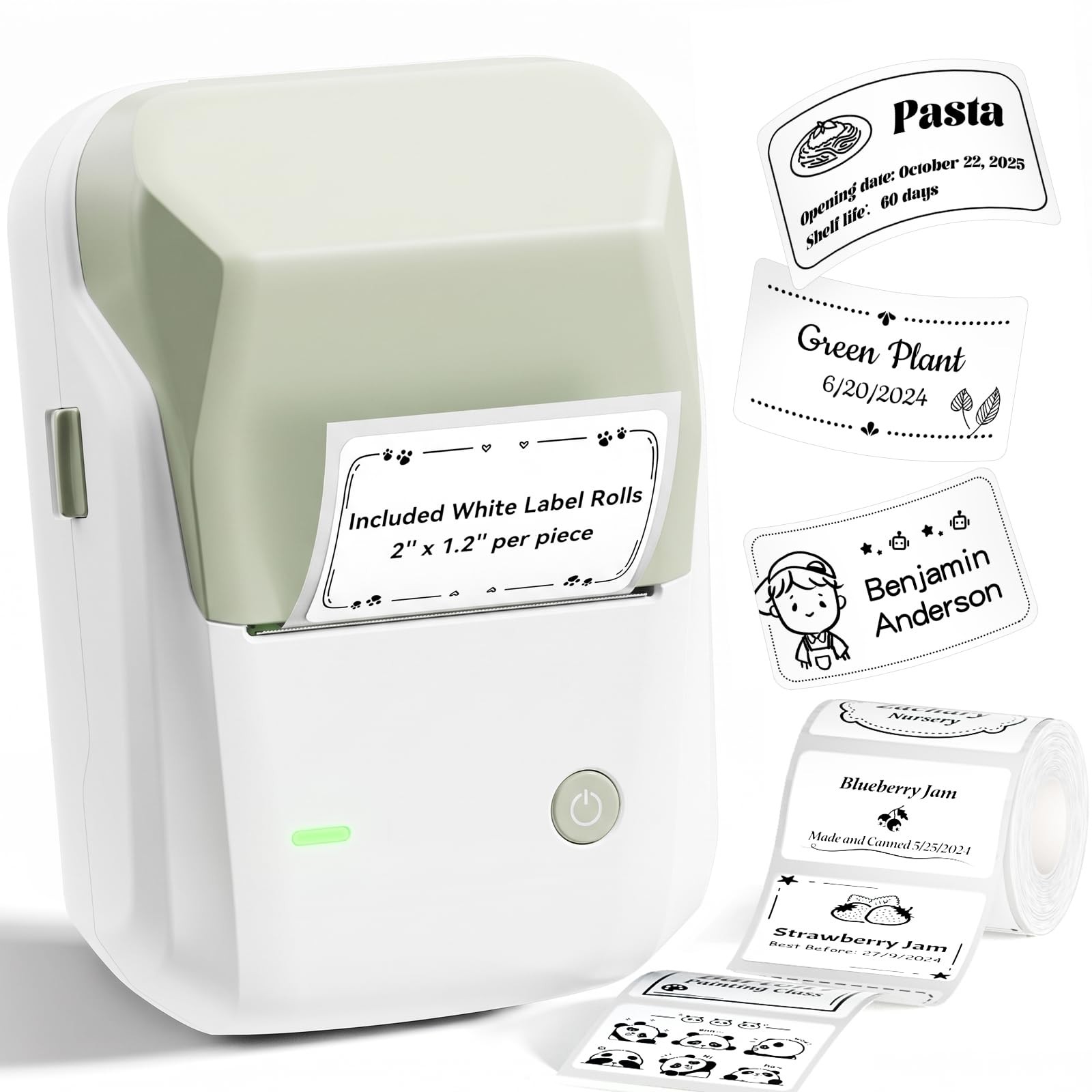 Green B1 2 Inch Bluetooth Label Maker Printer Home Office Tool Small