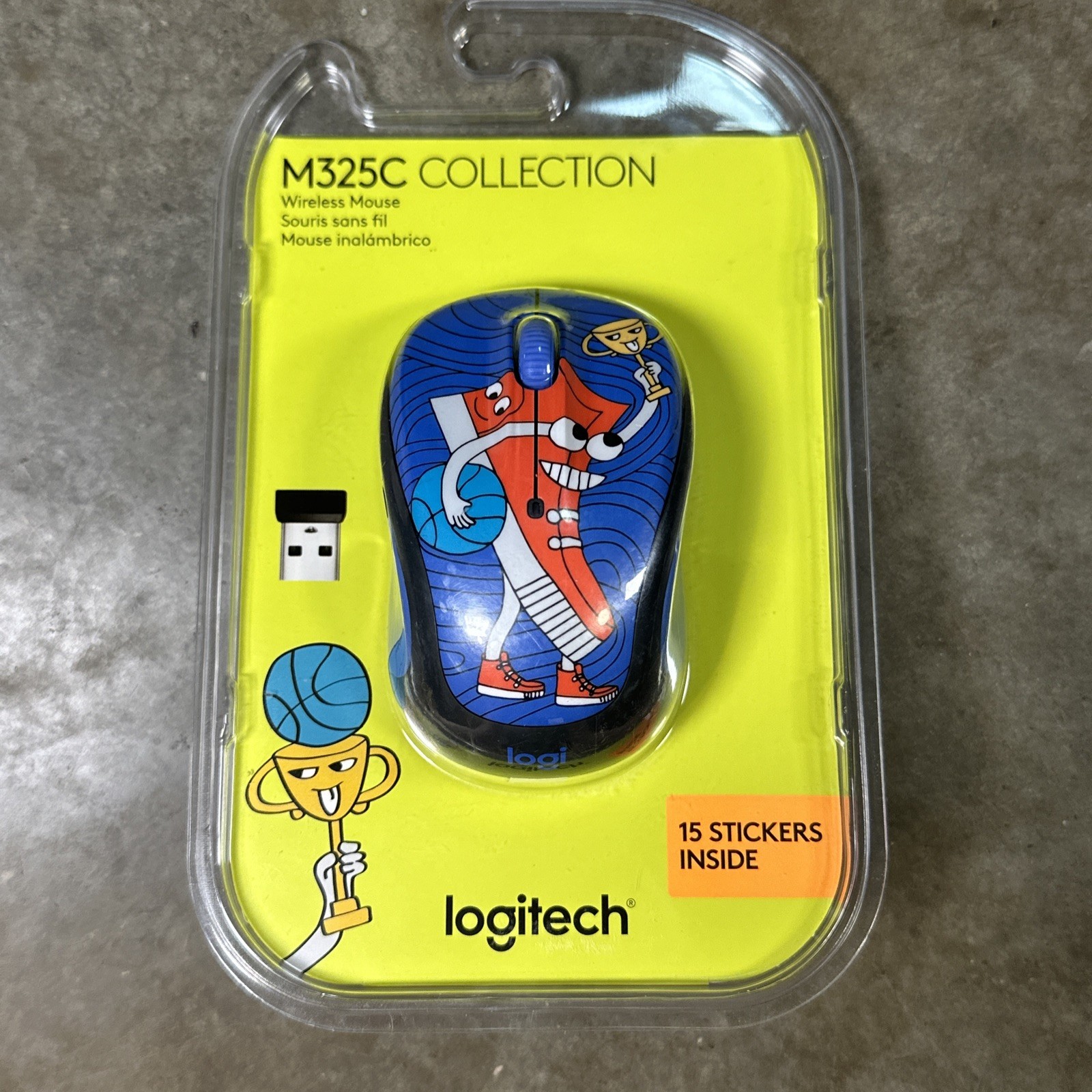 M325C Logitech USB Wireless Mouse Sneakerhead Doodle Collection w 15 Stickers
