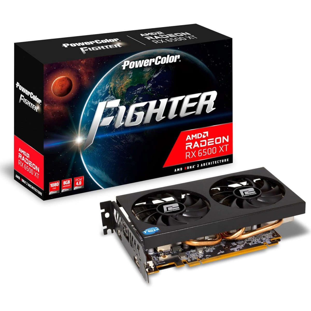 Powercolor Amd Radeon Rx 6500 Xt Fighter 4gb Gddr6 Gaming Editing Video Card_