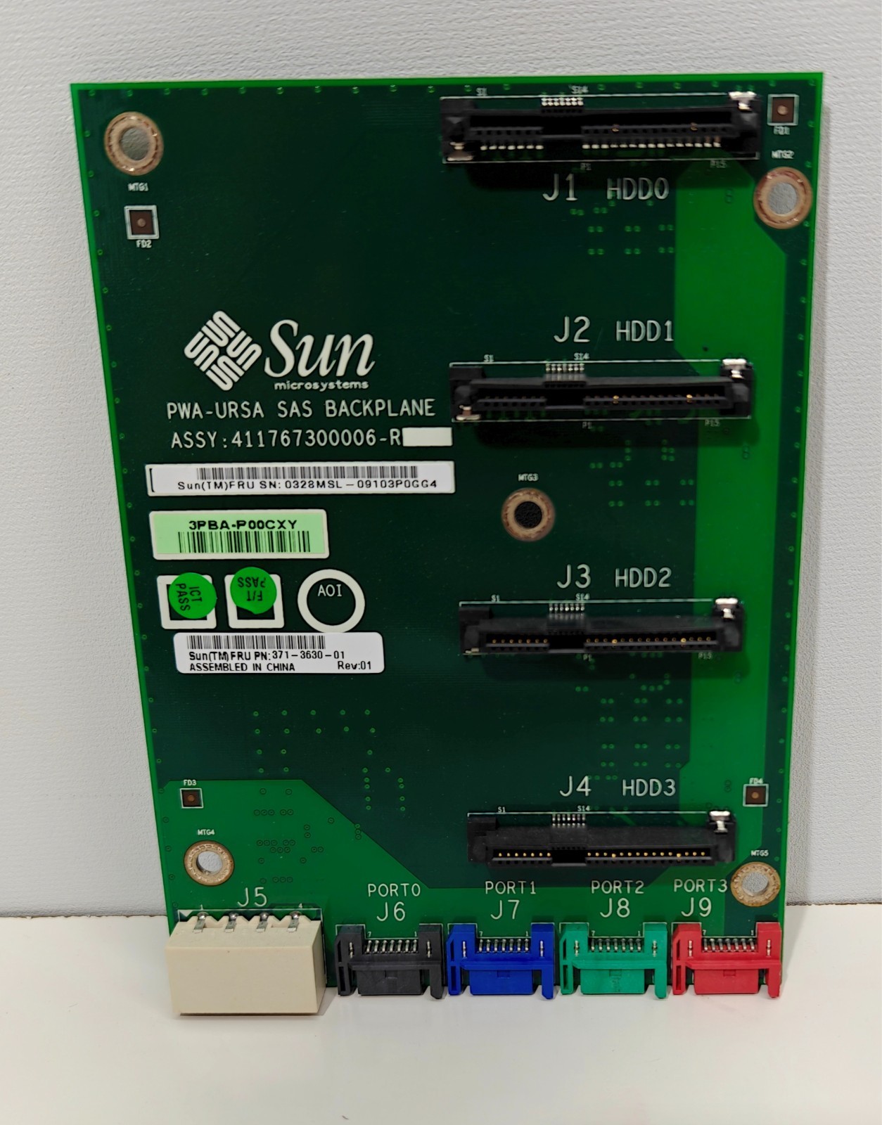 Sun 371-3630 4-Slot SAS/SATA Disk Backplane & Cables, Sun Ultra 24, Sun Ultra 27