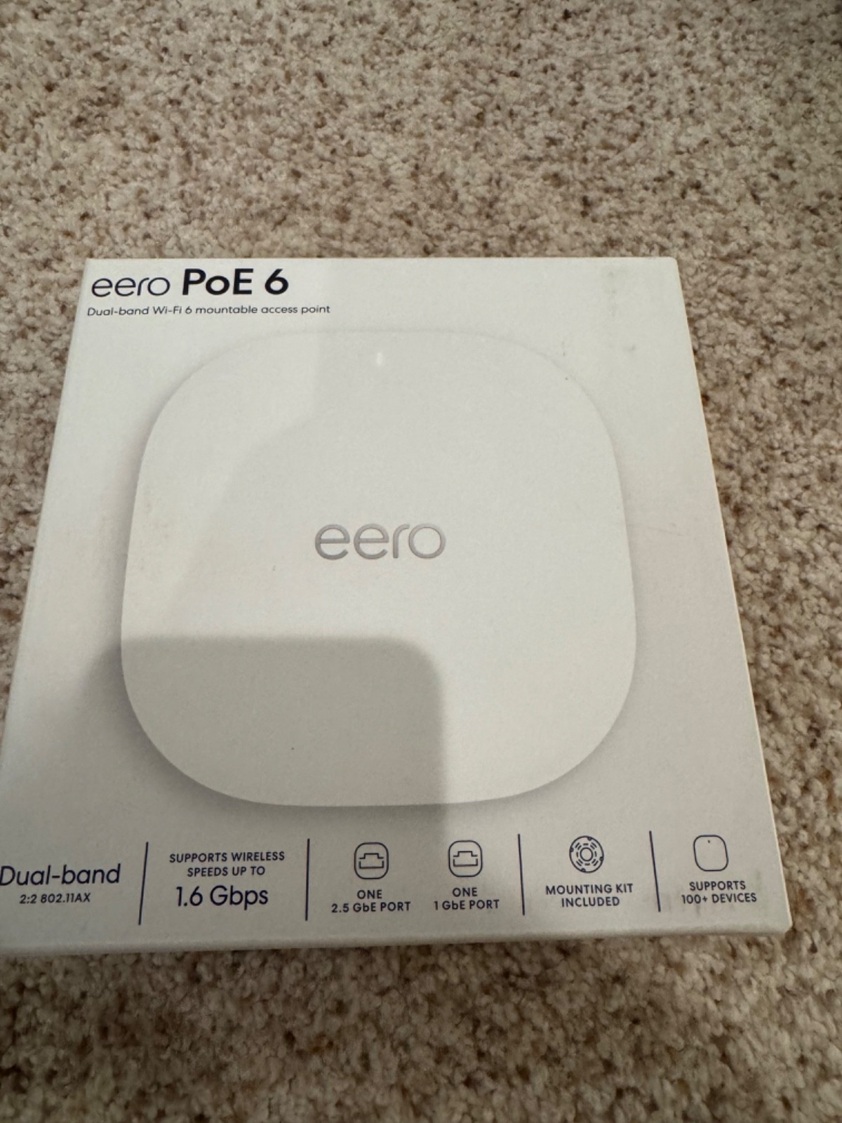FactorySealed eero PoE 6 Wi-Fi 6 Dual-Band PoE Access Point 2.5Gbps 2-Port White