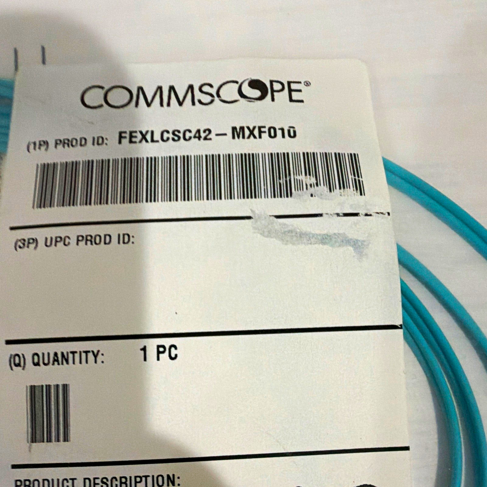 CommScope FEXLCSC42-MXF010 LC-SC Duplex Fiber Optic Cable 1.6m Aqua