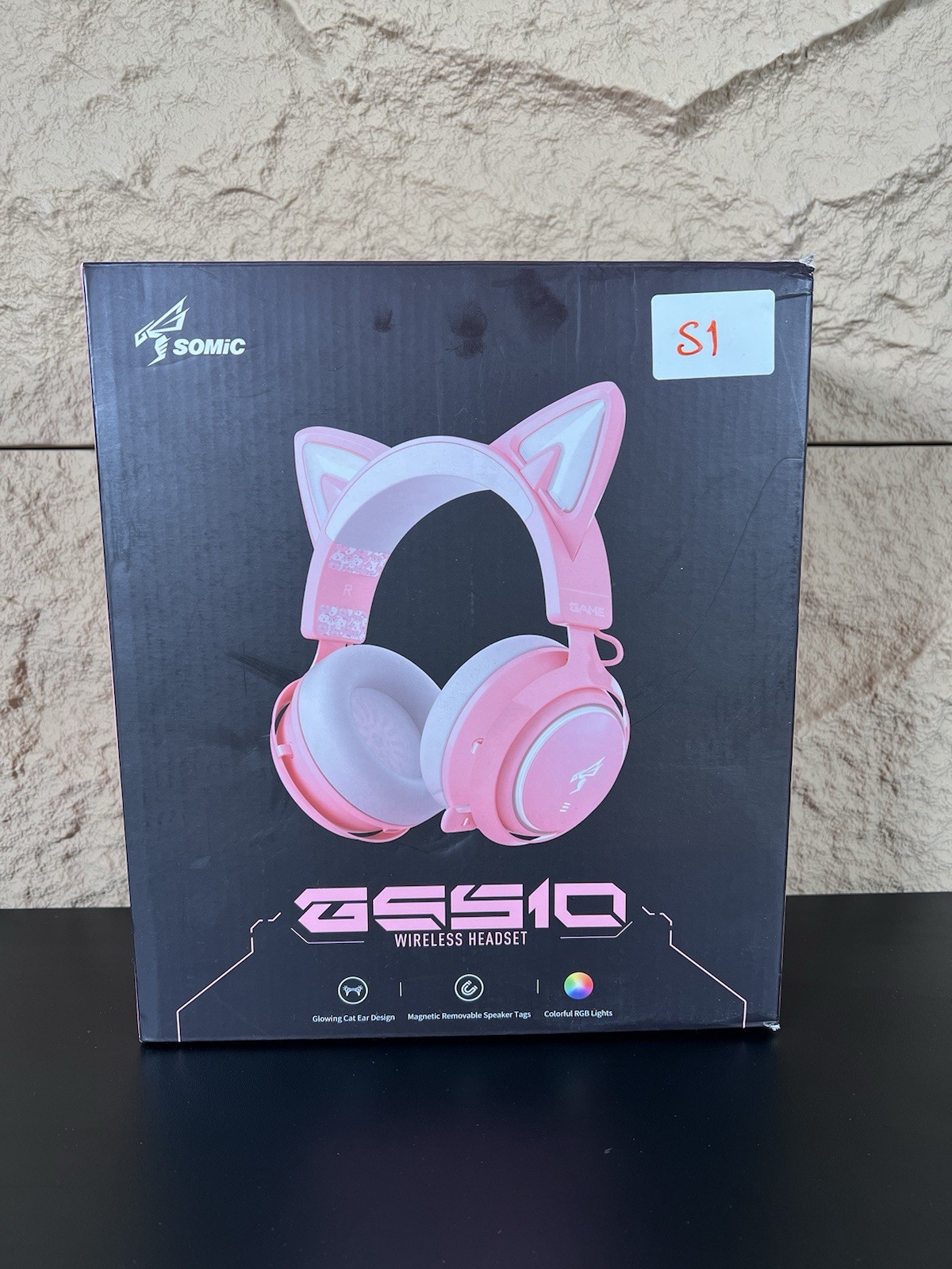 SOMIC GS510 Cat Ear Headset Wireless Gaming Headset for PS5/ PS4/ PC - PINK