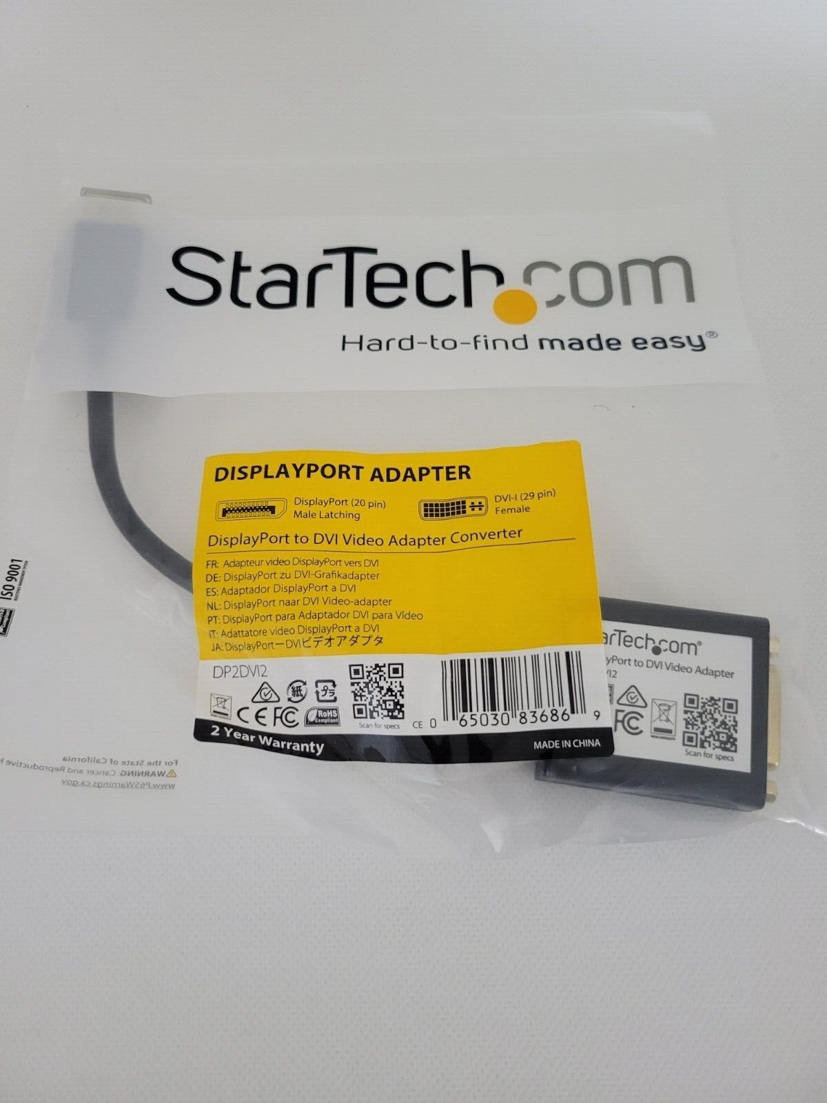 StarTech.com DisplayPort to DVI Video Adapter Converter DP2DV12(Z16)