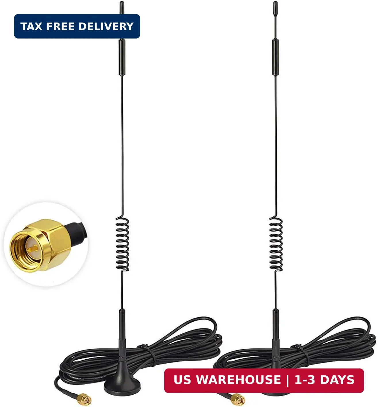 4G LTE 7dBi Magnetic Base MIMO SMA Male Cellular Antenna (2-Pack)