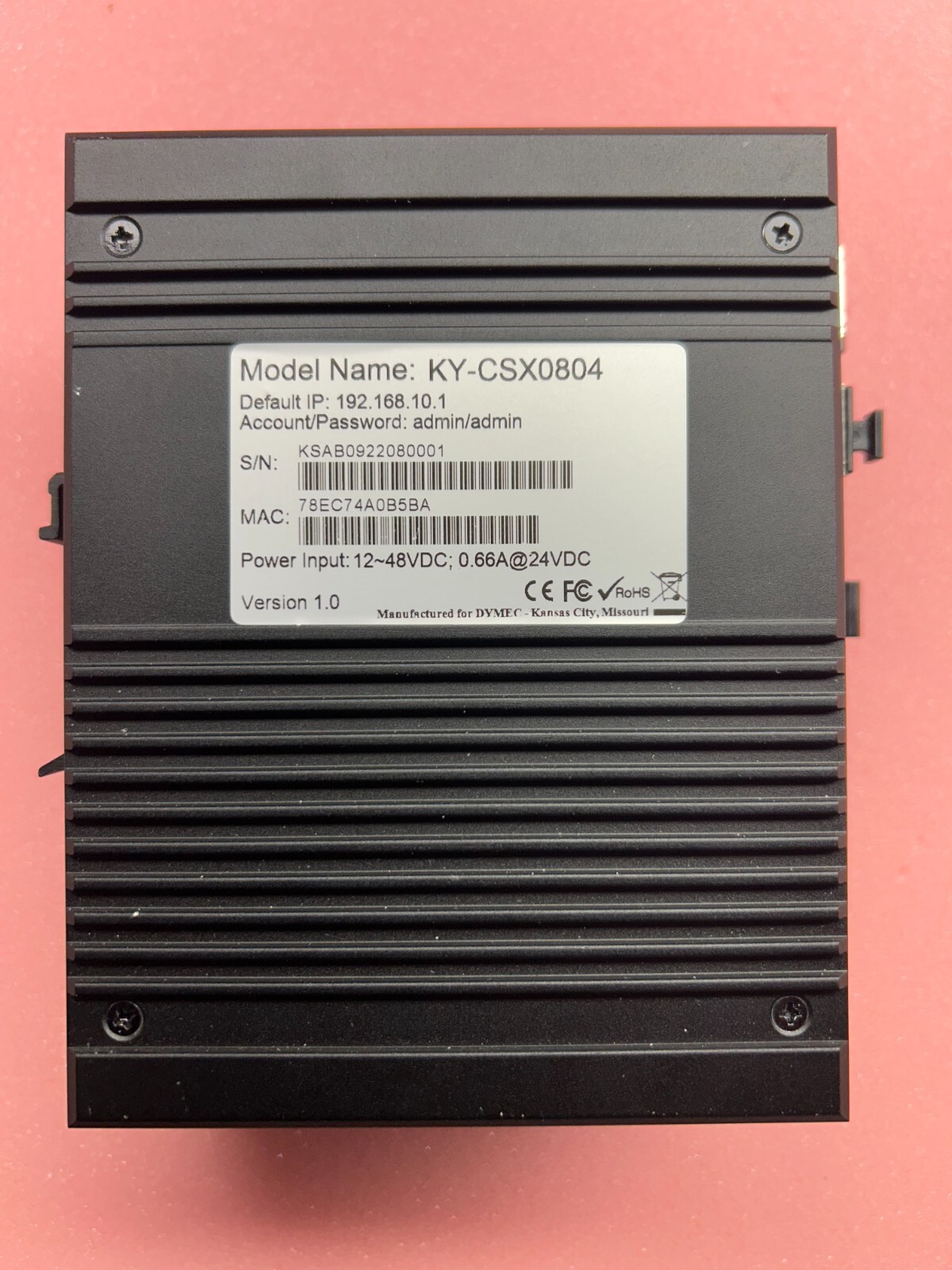 Dymec KY-CSX0804 DIN Mount 12 Port 10Gbe Switch