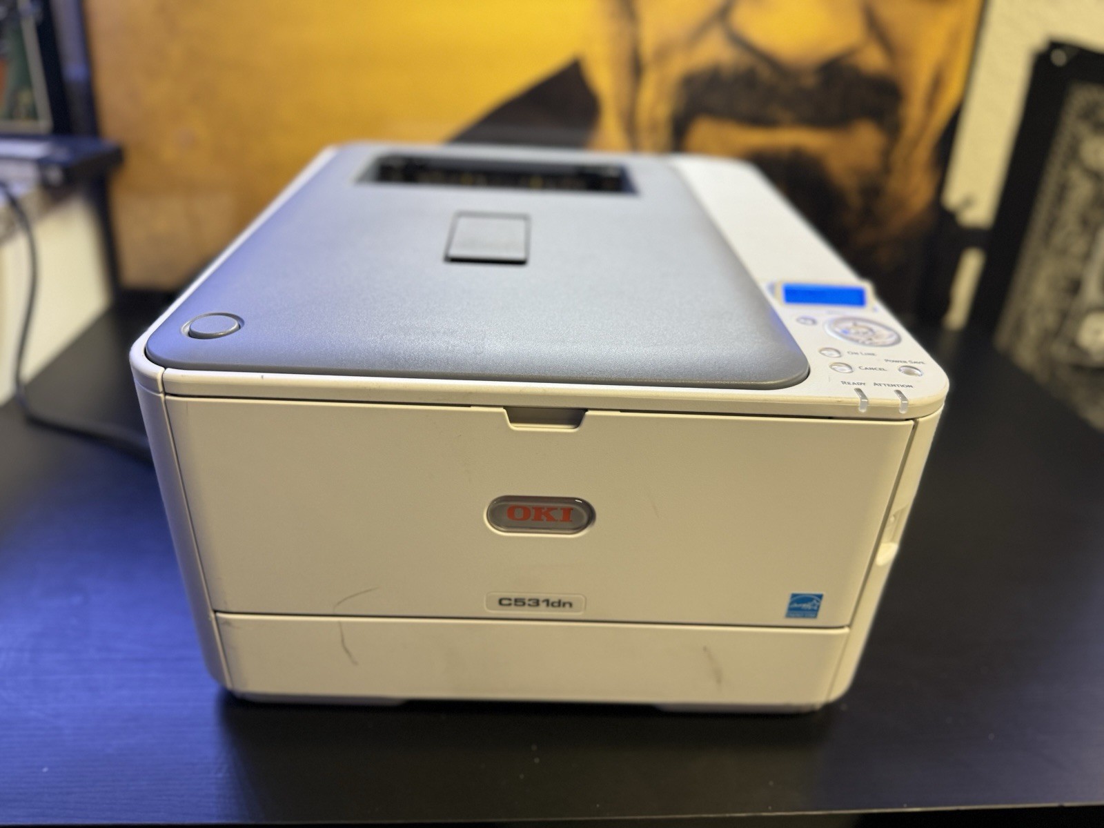 OKI C531dn Color Laser Printer Duplex Network Printer Powers On Needs Toner