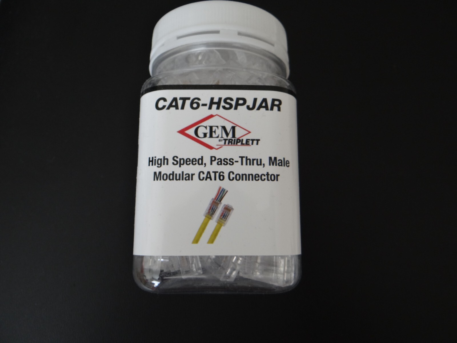 GEM TRIPLETT CAT6-HSPJAR Pass Thru Modular Plug, RJ45 Type,PK100