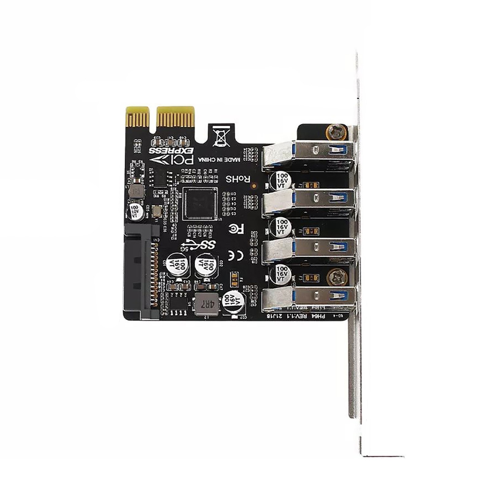 4-Ports PCIe USB 3.0 HUB Adapter Expansion Card 5Gbps VL805 PCI-E X1 for Desktop